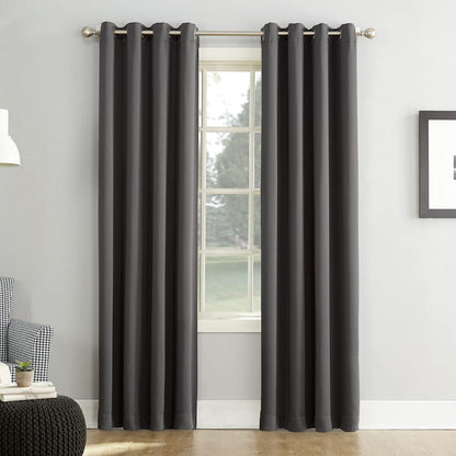 Sun Zero Cortina Opaca con Ojales, Diseño Damasco - Gris carbón - 137.2An x 274.3Al cm (1 Paneles)