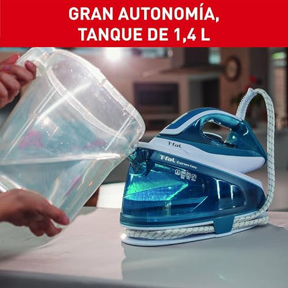 T-fal Generador de Vapor Express Easy SV6115X0 | 1500 W, Suela Cerámica Xpress Glide, tanque de 1.4 L, vapor vertical, sistema anti goteo, apagado automático