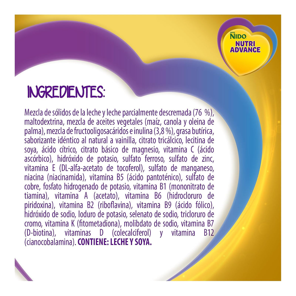 NIDO Nutri Advance Alimento Para Niños Sabor Vainilla Lata de 800 g
