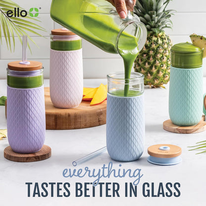 Ello Devon Vaso de Vidrio con popote, 591 ml