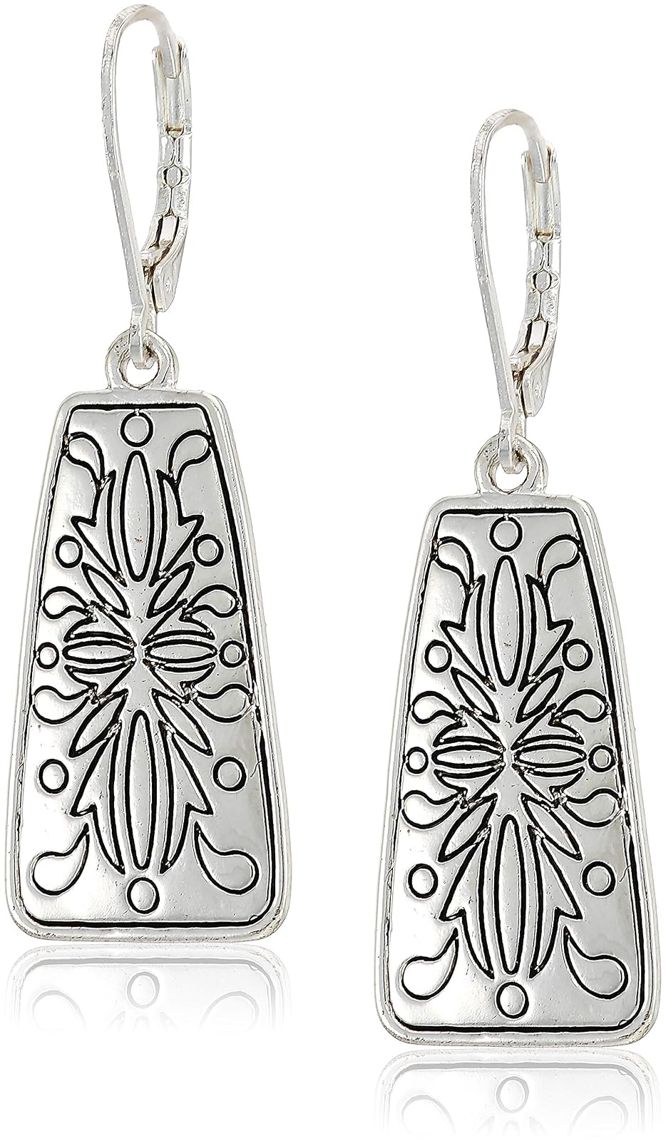 Napier Pendientes de gota cuadrados de plata, 0
