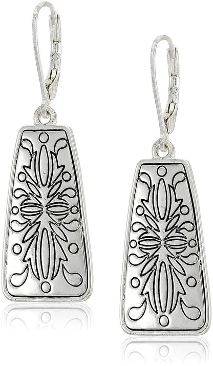 Napier Pendientes de gota cuadrados de plata, 0