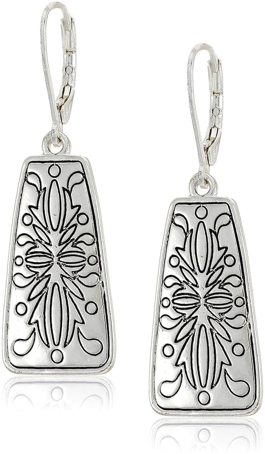 Napier Pendientes de gota cuadrados de plata, 0