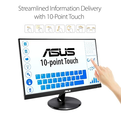 ASUS VT229H Monitor IPS Sin Parpadeo Altavoces HDMI para Oficina y Estudio | 21.5", IPS FHD 1920x1080, táctil capacitivo 10 puntos, vidrio protector, HDMI + VGA, altavoces, Flicker-free y luz azul baja