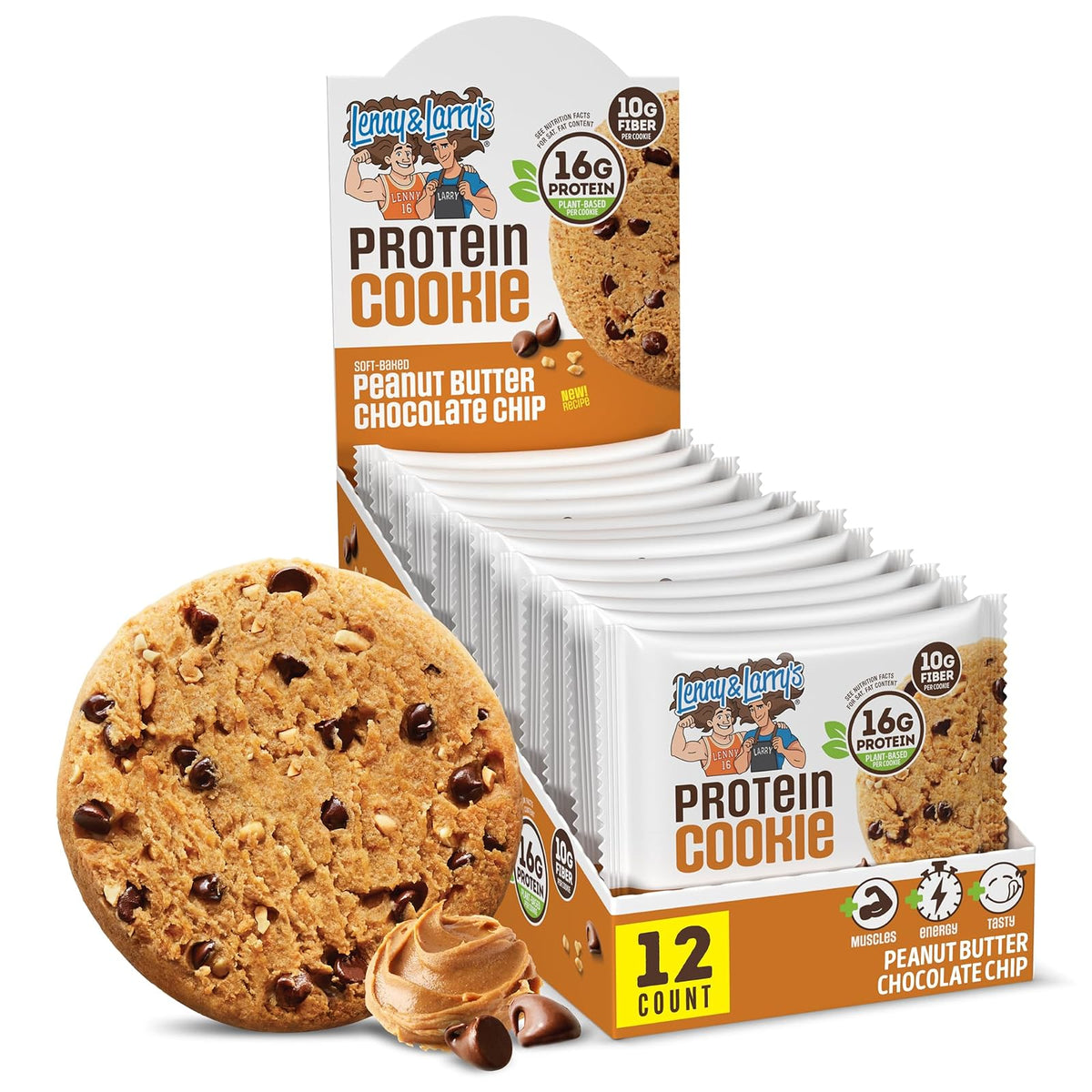 Lenny & Larry's Galleta Vegana con Proteína Caja con 12 Piezas - Peanut Butter Chocolate Chip