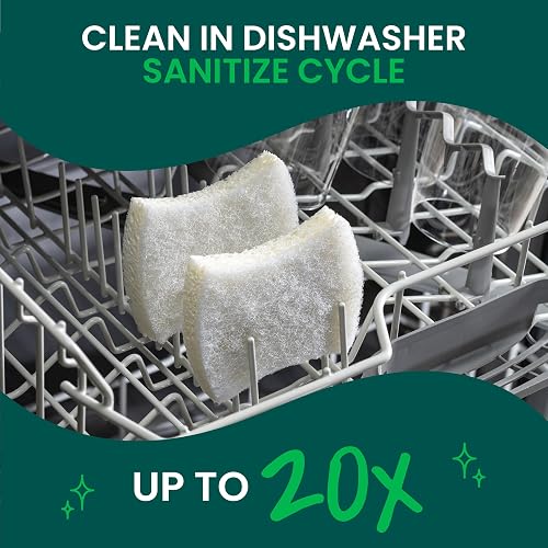 Scotch-Brite Greener Clean Esponja Exfoliante 12 pzs | Antiarañazos, sostenible, 100% fibras de plantas, apto lavaplatos, sin BPA