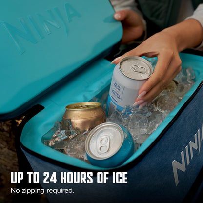 Ninja FrostVault Go - Enfriador Suave para latas de 24/36, a Prueba de Fugas, Soporte Integrado para Tazas, 2 Paquetes de Hielo y cajón de Almacenamiento en seco, Aislamiento de poliéster, Senderismo