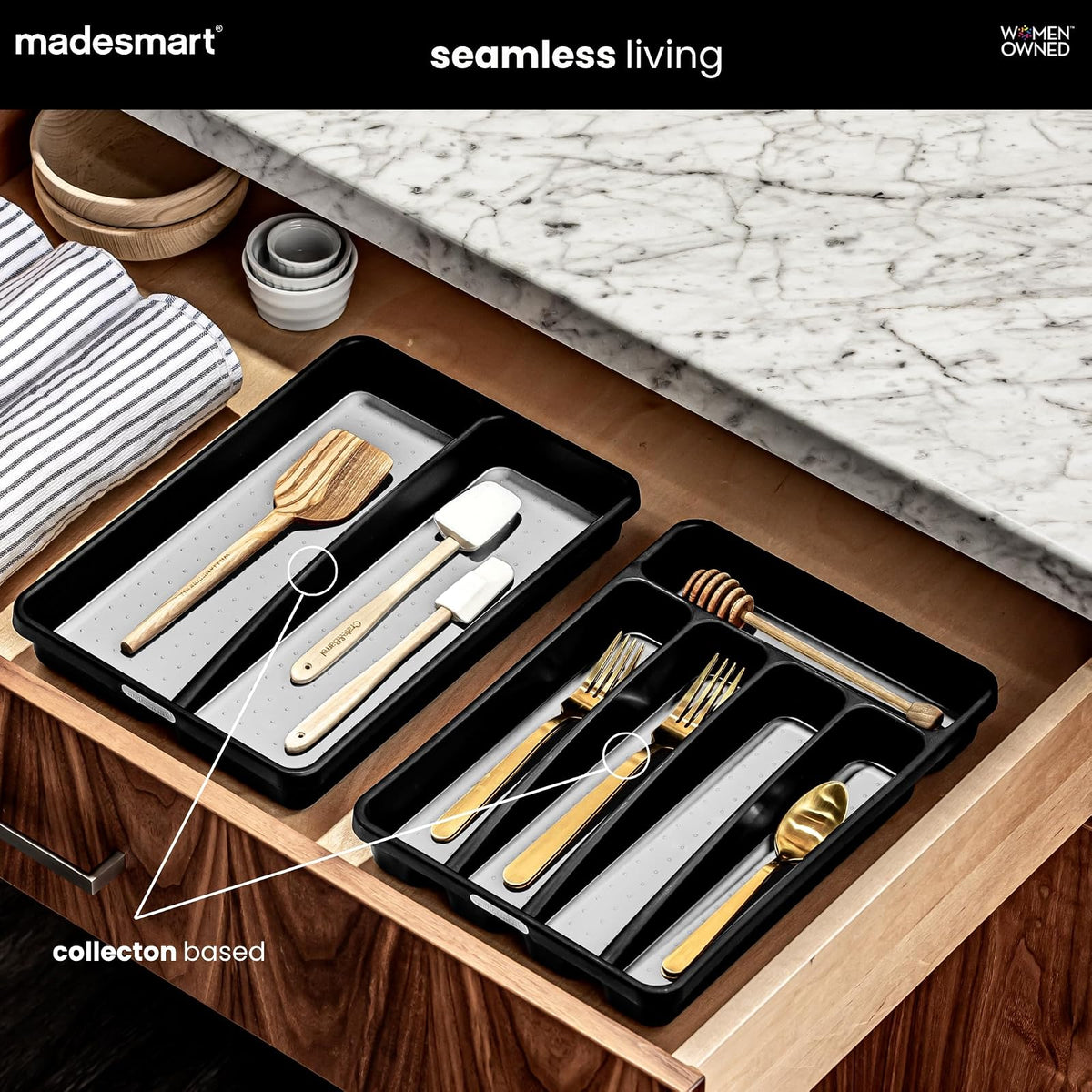 madesmart Classic Mini cubiertos bandeja, Granite, 1