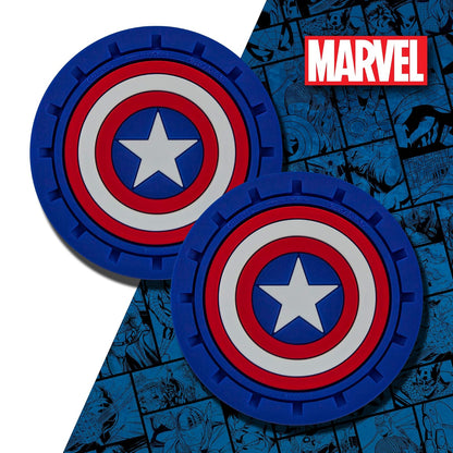 Plasticolor 000653R01 Marvel Captain America - Posavasos para Automóvil, camión, SUV, 2 Unidades, Color Azul
