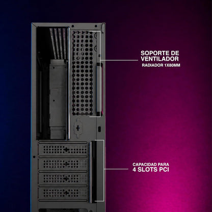 Gabinete Slim Mince ITX Negro con Fuente de Poder 500W Stylos Tech