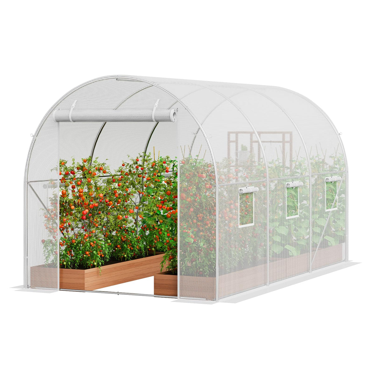 VEVOR - Invernadero, túnel de Invernadero, túnel de Invernadero de 9 x 7 x 6 pies, casa Caliente para Plantas con Marco de Acero galvanizado, Cubierta de Polietileno Blanco, Puerta Enrollable con