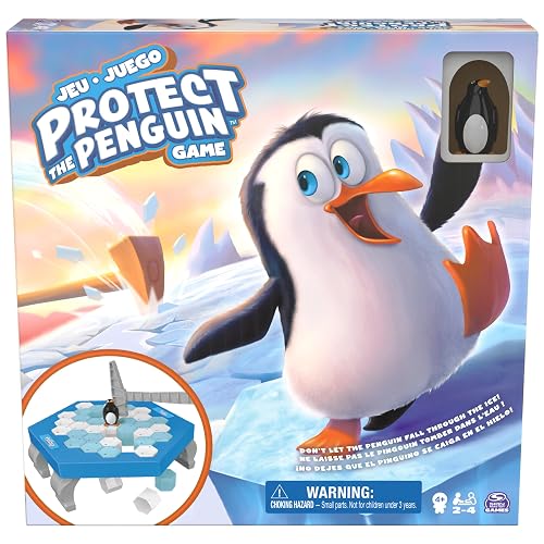 Spin Master Games, Protege al Pingüino - Juego de Estrategia y Suerte para niños, Juegos de Mesa para preescolares, diversión Familiar para 2 a 4 Jugadores, Edades a Partir de 4 años