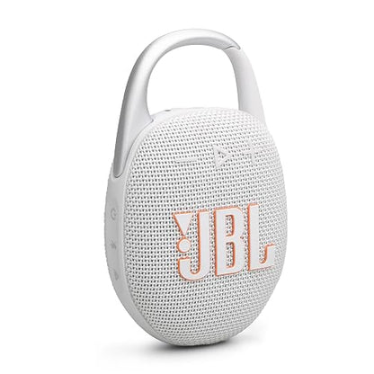 JBL Clip 5 Bocina Portátil Bluetooth, 7W de Potencia, Reproducción 12 Horas, Resistente al Agua y al Polvo IP67 - Blanco