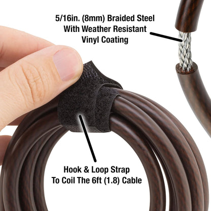 Master Lock - Candado de cable con llave ajustable Python, cable largo de 6 pies, paquete de 2 unidades de camuflaje de ADN de Mossy Oak Country