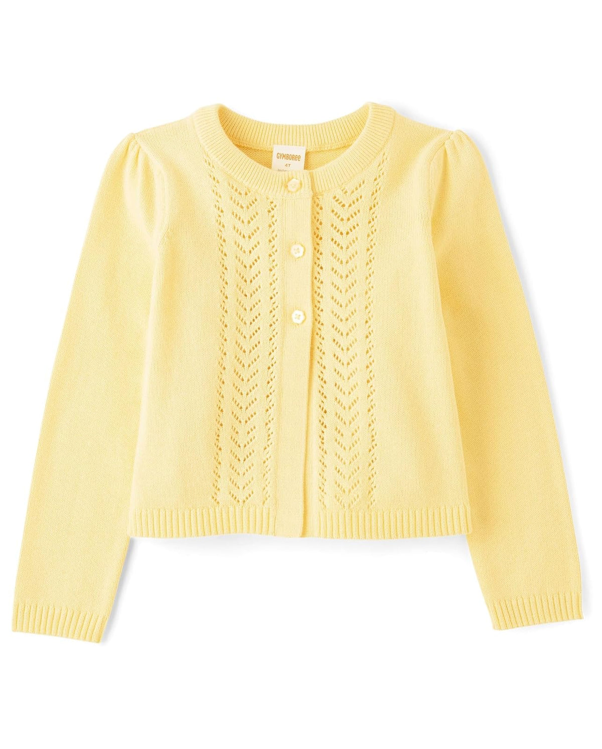 Gymboree Cárdigan de Manga Larga para Niña - Pale Sun Pointelle - 12-18 Meses