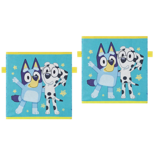 Idea Nuova Bluey Juego de 2 cubos de almacenamiento plegables, contenedores de tela de 10 x 10 x 10 pulgadas para niños, espaciosas cajas organizadoras plegables de juguetes para recámara, sala de