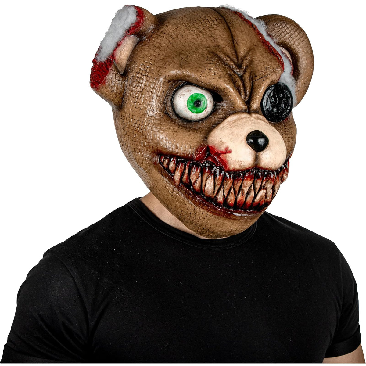 REV Máscara Completa de Látex Creepy Bad Bear, Máscara de Oso Terrorífico Talla Mediana para Disfraz de Halloween, Fiestas y Cosplay de Horror