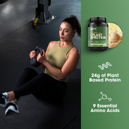 Optimum Nutrition ON Gold Standard 100% Plant based Proteina sabor Vainilla, 0g de azúcar, Gluten Free, Vegana, 1.76 lb.