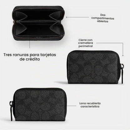 Coach - Estuche pequeño con cierre para mujer, Luz/Petunia, Una talla, Estuche pequeño con cierre alrededor de la tarjeta