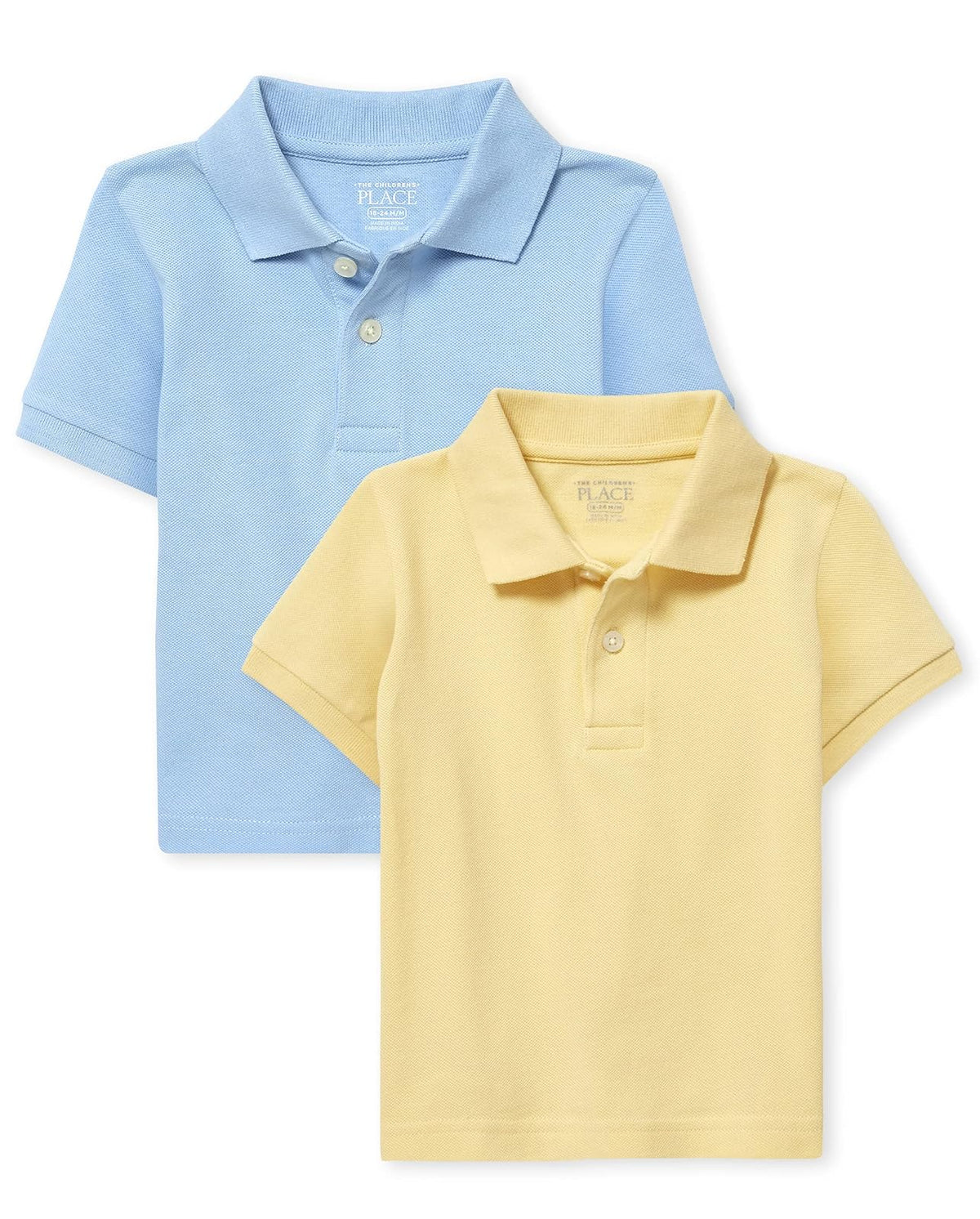 The Children's Place Polo de Piqué Manga Corta para Niño, 100% Algodón - Brook - New Yellow Paquete de 2 - 5T