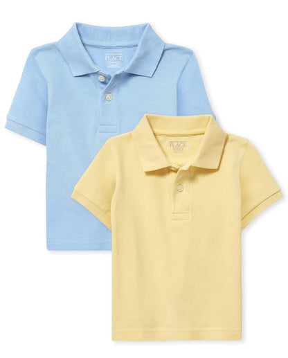 The Children's Place Polo de Piqué Manga Corta para Niño, 100% Algodón - Brook - New Yellow Paquete de 2 - 5T
