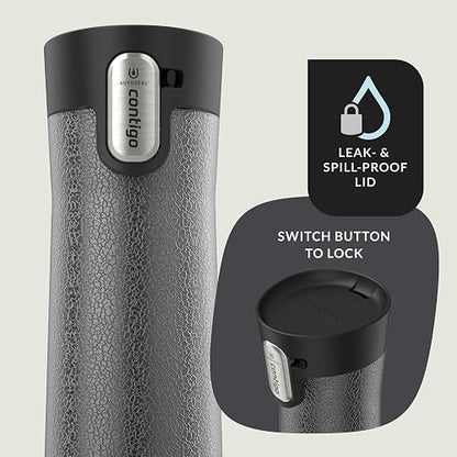 Contigo Vaso Térmico Acero Inoxidable 710 ML Gris Cristalino Antiderrames West Loop Tapa de Fácil Limpieza Aislamiento Térmico