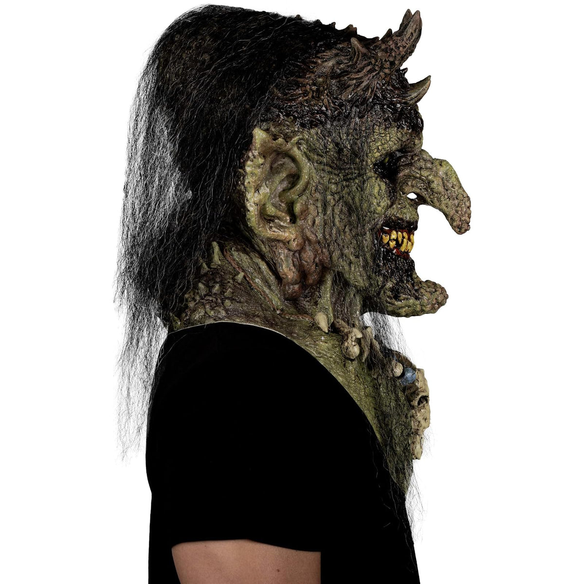 Ghoulish Productions Máscara De Látex Priestess of Hell, Accesorio Látex Cosplay Bruja Verde, Disfraz Aterrador para Halloween y Fiestas Temáticas, Cosplay Witch Guardiana, Diseño Artesanal Head Mask