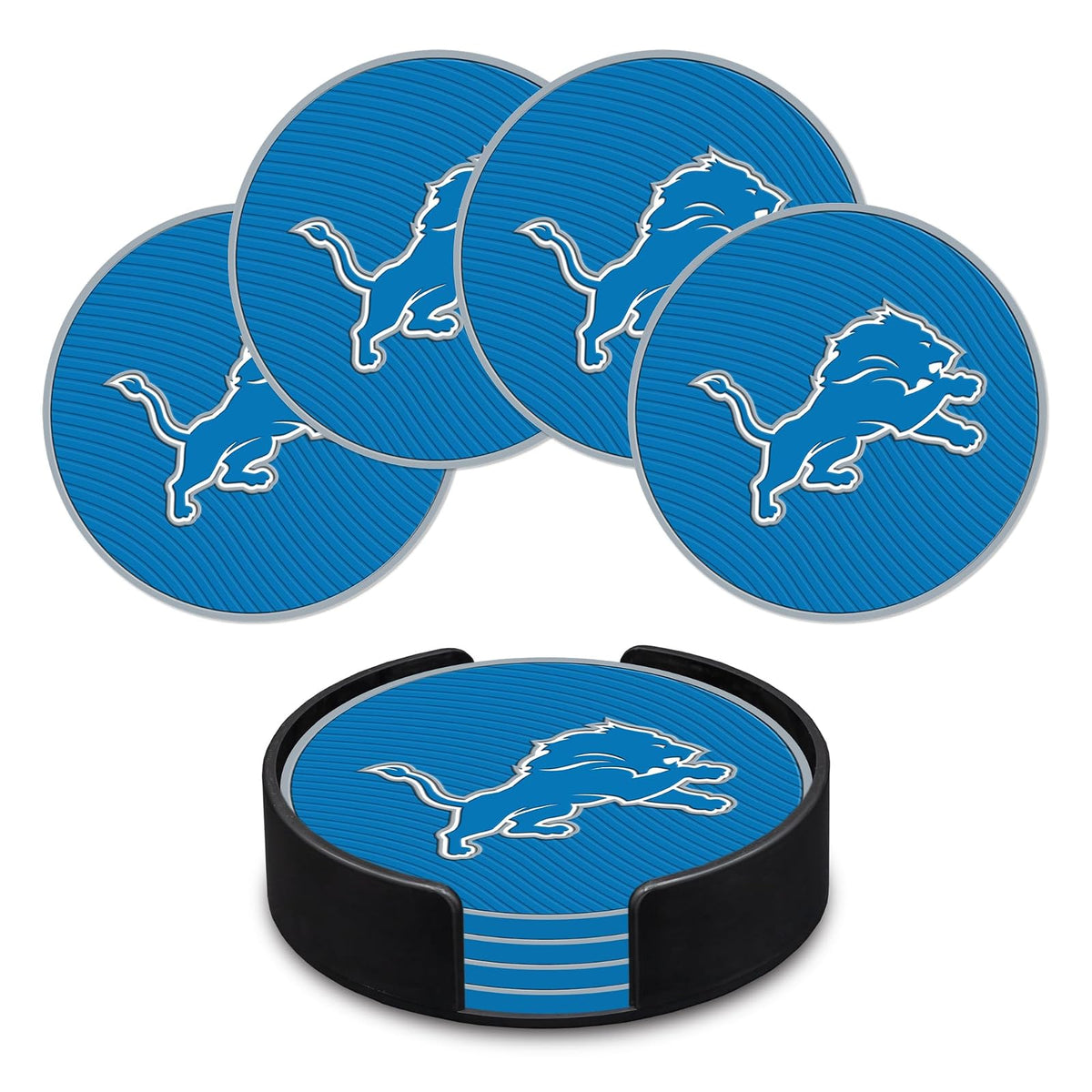 Rico Industries Juego de Posavasos NFL de PVC, Paquete de 4 - Leones de Detroit