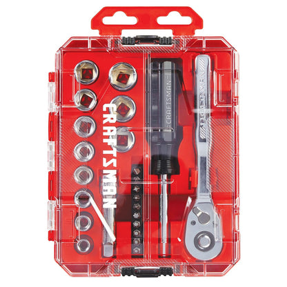 CRAFTSMAN - Juego de herramientas mecánicas, 24 piezas, unidad métrica de 3/8 pulgadas (CMMT12111)