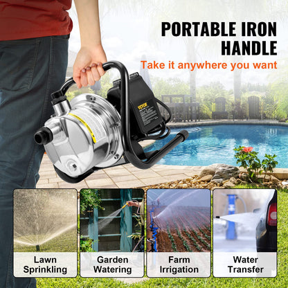 VEVOR Bomba de pozo poco profundo Bomba de chorro de agua portátil para jardín 1.5HP 1200GPH Cabeza de 164 pies