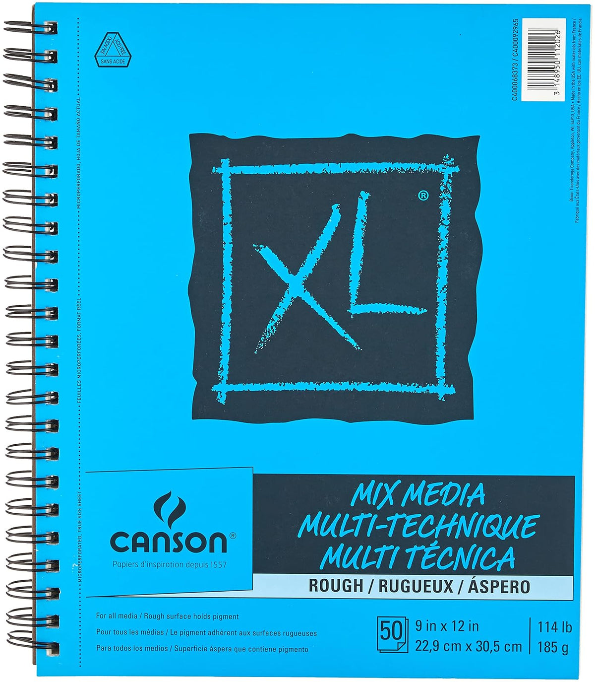 Canson XL Series Bloc de Papel para Medios Mixtos Textura Áspera 185 g/m² - 9x12 - Técnica mixta, áspero