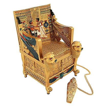 Decoración – Cajita de King Tut Trono Caja de joyería Egipcio – Egipcio estatuas