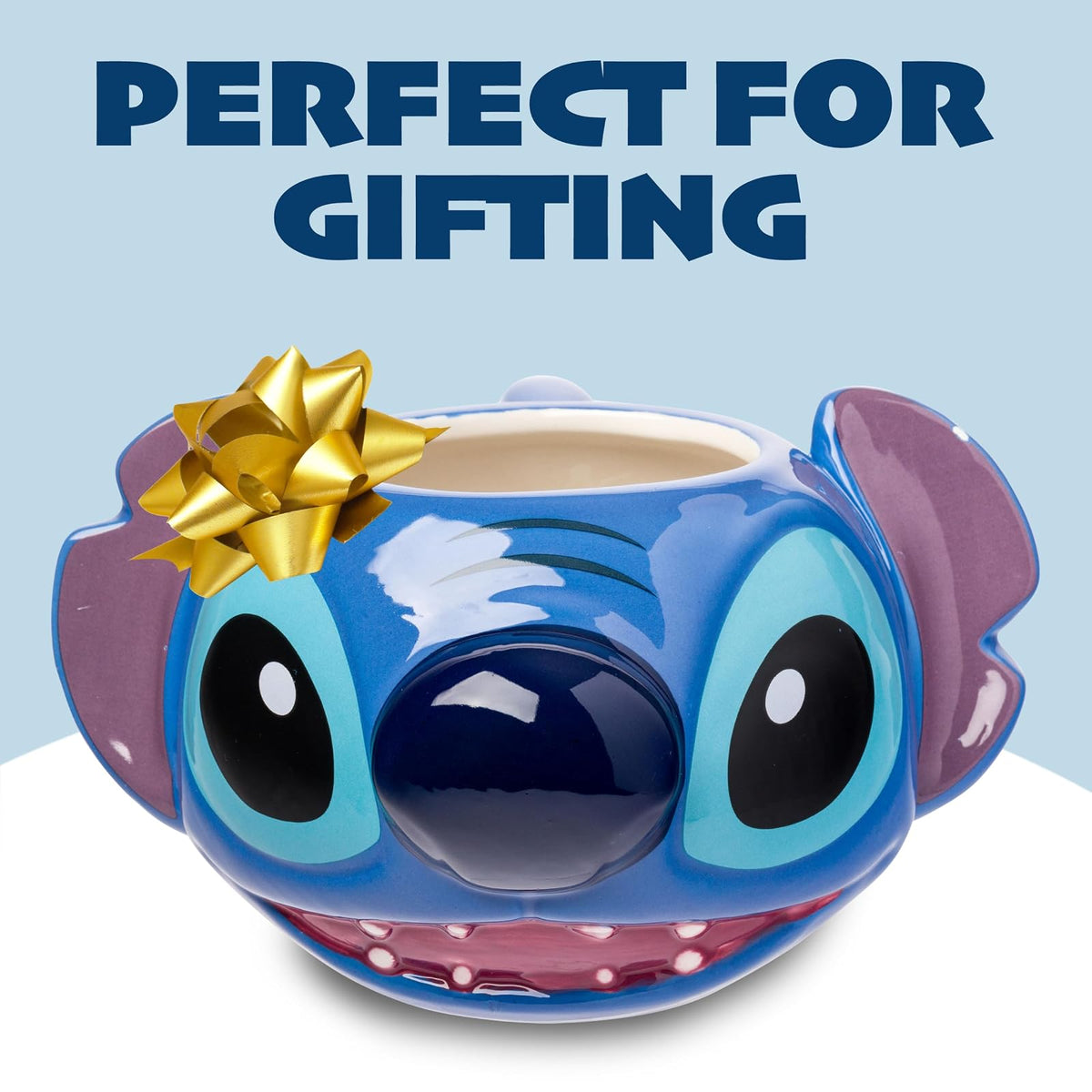 Silver Buffalo Disney Lilo and Stitch - Taza esculpida 3D de cerámica con puntadas, 24 onzas