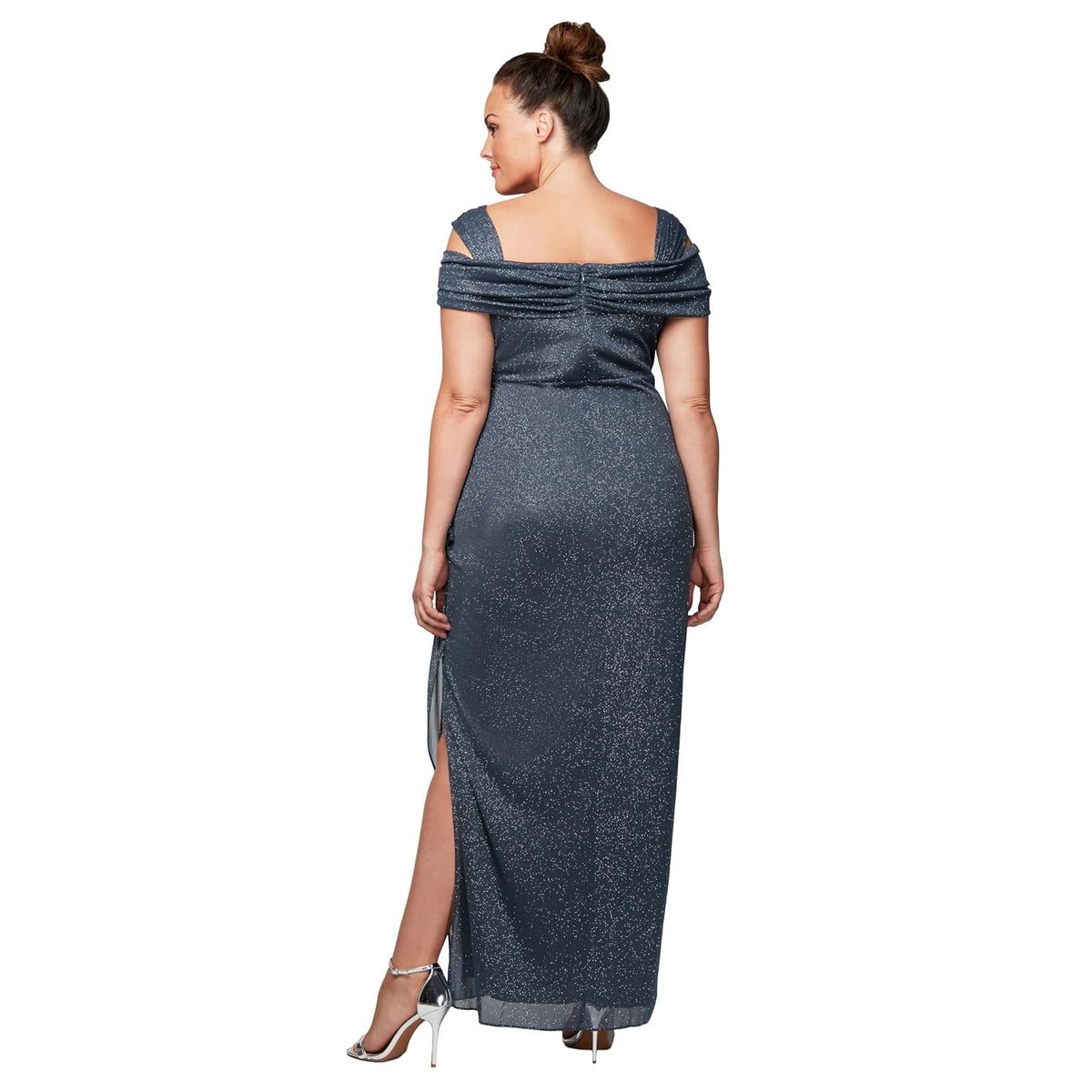 Alex Evenings - Vestido Largo con Hombros Descubiertos para Mujer, Talla Grande, con Falda Fruncida