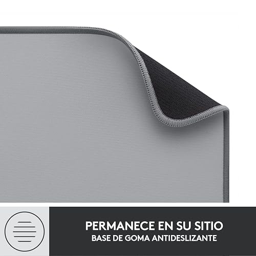 Logitech Mouse Pad Studio Series XL, Multifunción, Mouse Pad Extendido, Protector de Escritorio de Oficina, Base Antideslizante, Resiste a Salpicaduras - Gris
