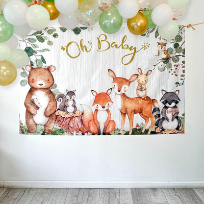 Kate Aspen Woodland - Decoración para baby shower, telón de fondo para fotos, foto y cabina de fotos, decoración de guardería