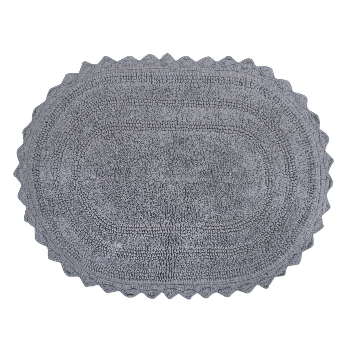 DII - Alfombra de baño ovalada de algodón tejida a ganchillo ultrasuave para spa, 17 x 24 pulgadas, gris - 2' x 1'5" (Oval) - Gris