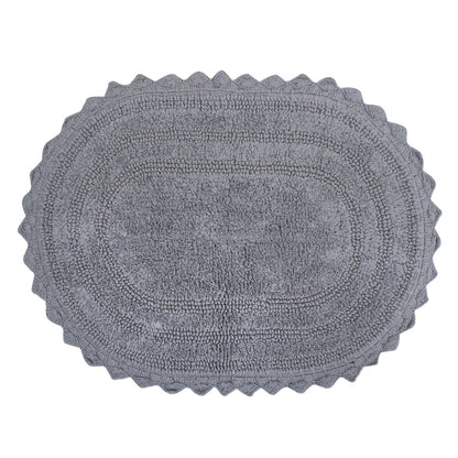 DII - Alfombra de baño ovalada de algodón tejida a ganchillo ultrasuave para spa, 17 x 24 pulgadas, gris - 2' x 1'5" (Oval) - Gris