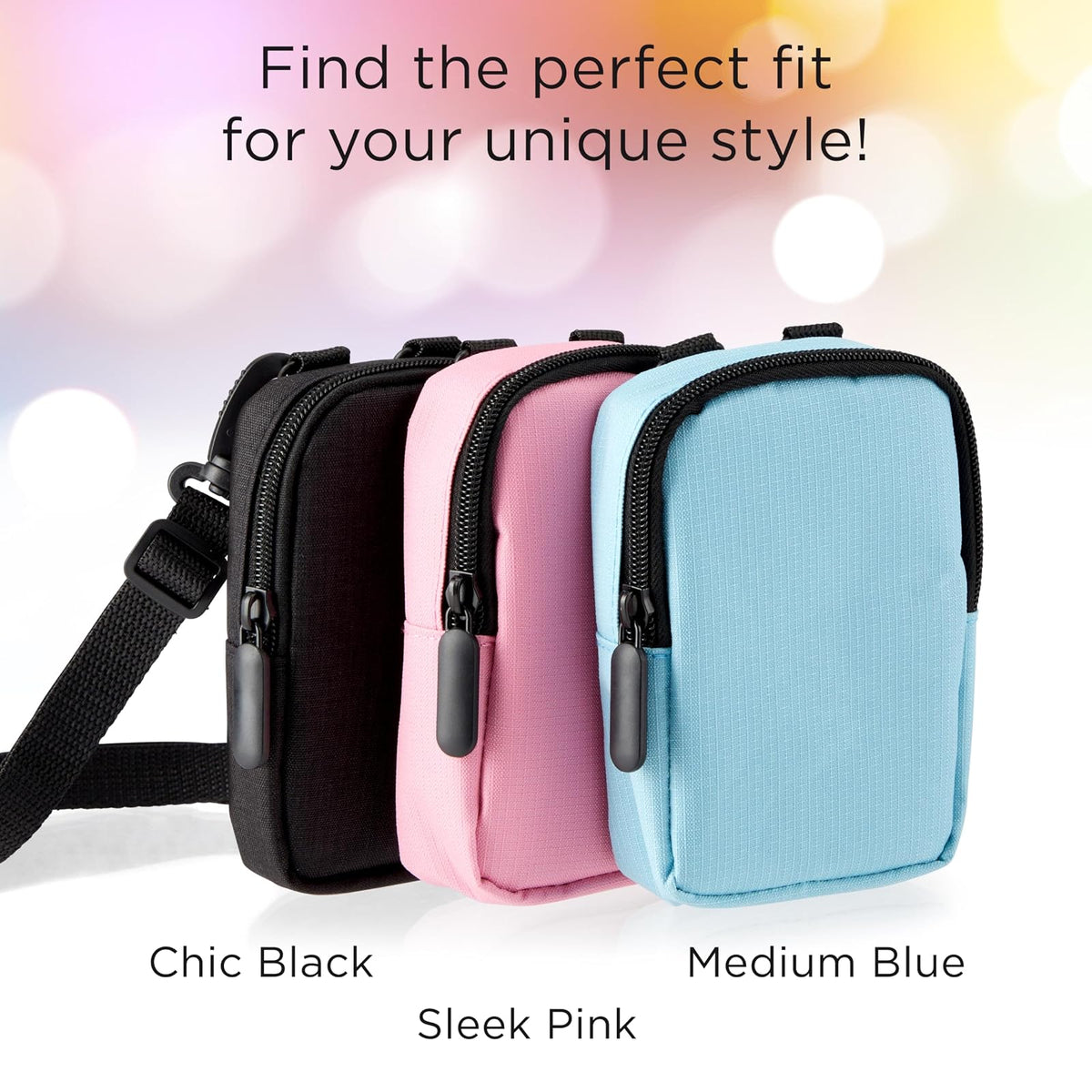Zink - Funda Suave para cámara – Pequeña impresión instantánea para cámara y Bolsa de Impresora con Bolsillo de Papel fotográfico, Cierre de Cierre y Correa de Hombro Cruzada, Color Negro