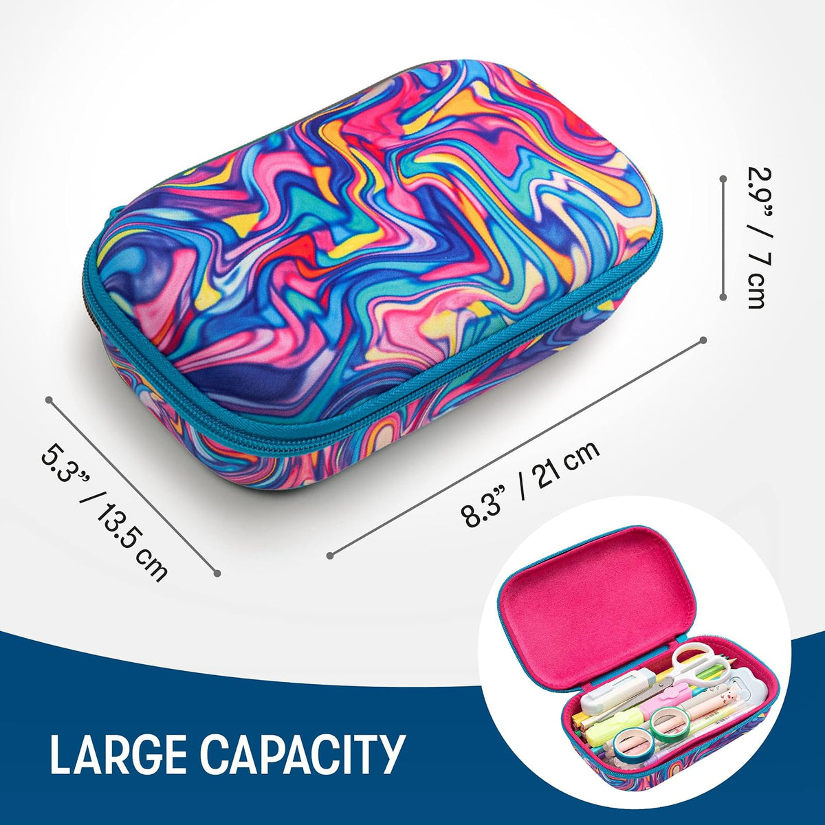 ZIPIT Colorz - Estuche para lápices para niñas, bonito estuche de almacenamiento para suministros escolares, capacidad para 60 bolígrafos, cierre de cremallera seguro, lavable a máquina (remolino)