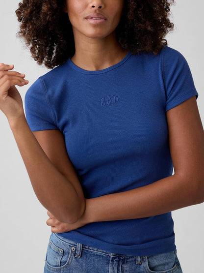 Gap - Playera Moderna de Manga Corta con Logotipo Acanalado para Mujer