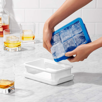 OXO Good Grips – apilables Cubito de hielo de silicona bandeja con tapa – Cubo grande