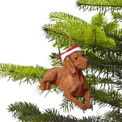 Sandicast Vizsla - Adorno navideño con Sombrero de Papá Noel