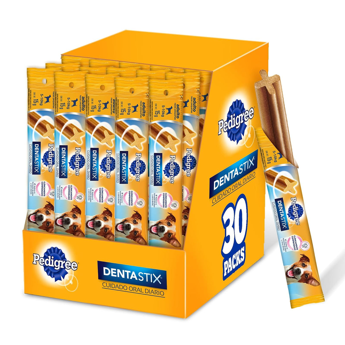 PEDIGREE - Snack para Perros Adultos Dentastix, Razas Pequeñas, Cuidado Oral, Pack de 30, 15 gr. c/u.