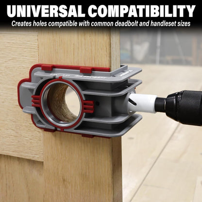 Milescraft 1338 Lock Mate PLUS - Kit de instalación de cerradura de puerta profesional, plantilla de cerradura de puerta para puertas de madera/metal con 1-3/8 pulgadas y 1-3/4 pulgadas de grosor.