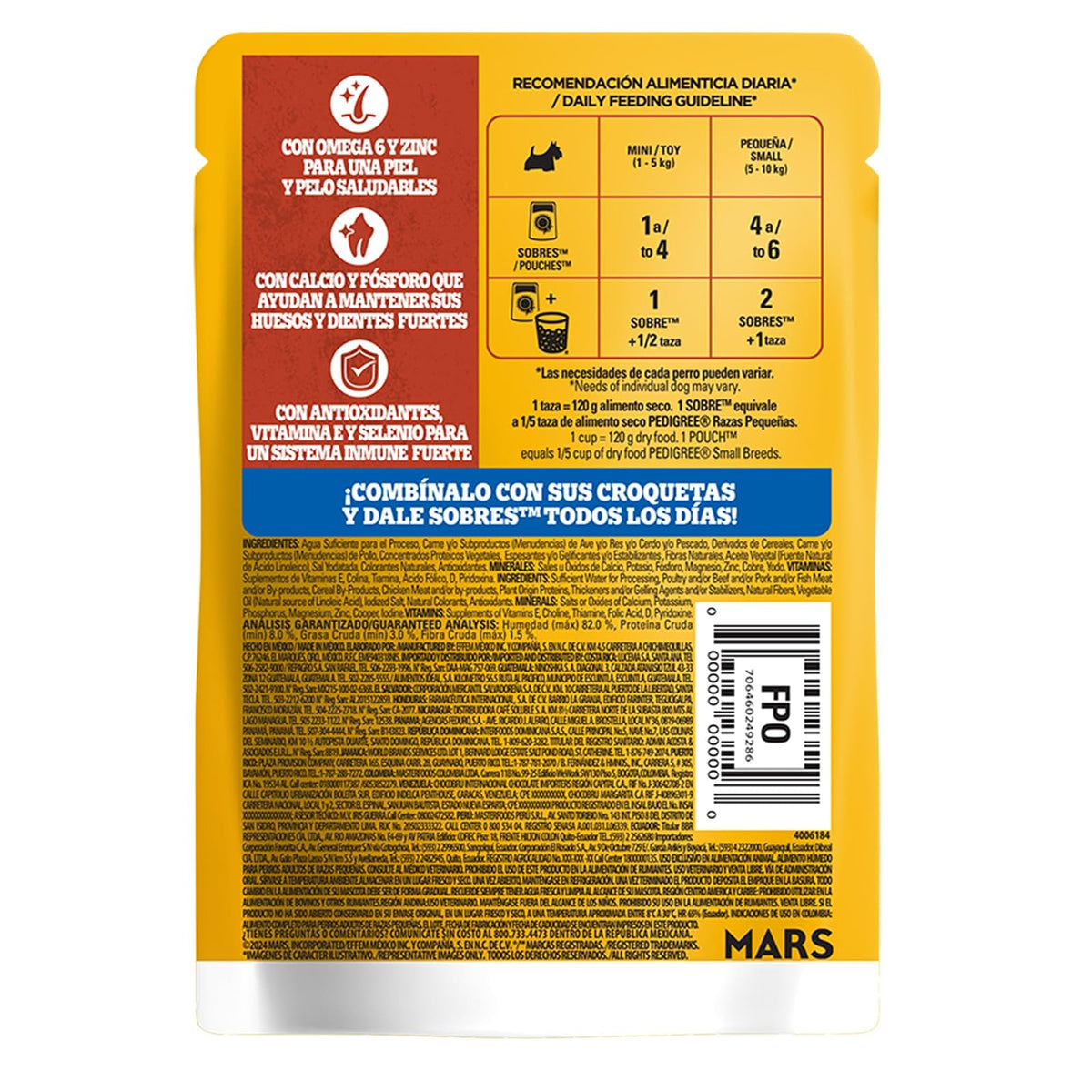 Pedigree - Sobres para Perro, Raza Pequeña, Sabor Pollo, con Ingredientes Naturales, Proteínas y Fibra, 24 Sobres, 100g c/u