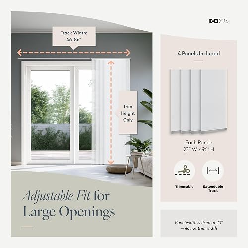 CHICOLOGY - Persianas para Puertas correderas de Vidrio, persianas Verticales para Puertas de Patio, Divisor de habitación, Color Blanco Skyrise (filtrado de luz) Ancho 46-86 x Alto 0-96 Pulgadas