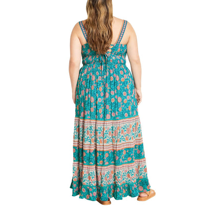 CITY CHIC - Vestido Largo de Talla Grande, Color Turquesa