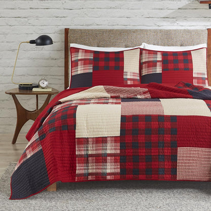 Woolrich WR14-1730 Coverlet Mini Set, Red | Rojo, Oversized Full/Queen, Incluye 1 colcha y 2 fundas, Reversible
