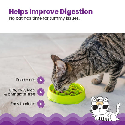 Petstages Kitty - Cuenco de alimentación Lenta para Gatos, Color Verde